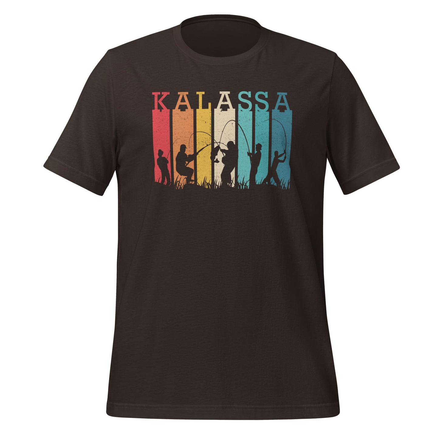 Kalassa - Retrovärinen grafiikka ruskea t-paita.