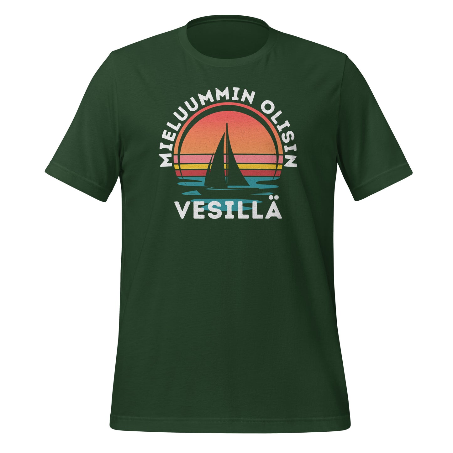 Vihreä mieluummin olisin vesillä - veneilijän t-paita.