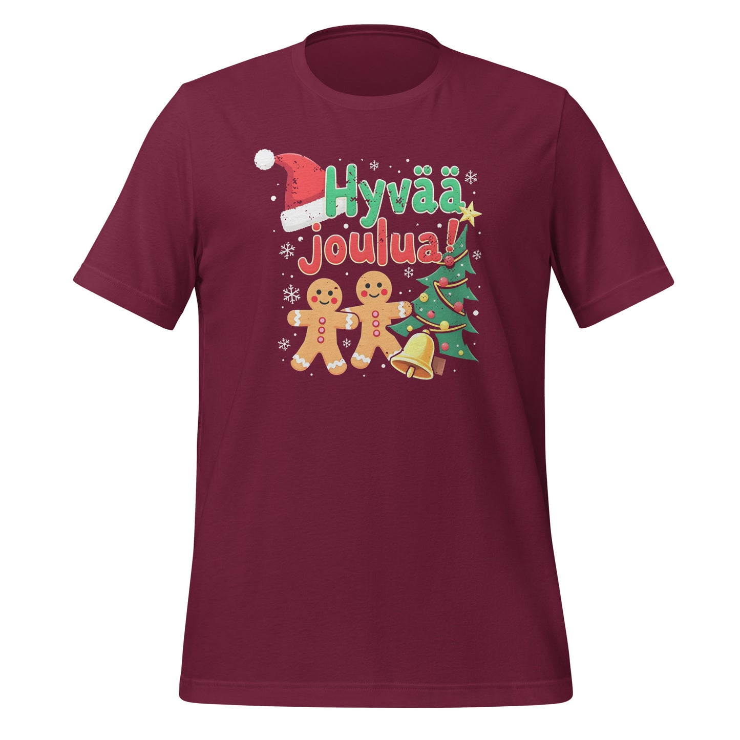 Perinteinen joulutervehdys ja moderni tyyli – "Hyvää joulua!" -paita.
