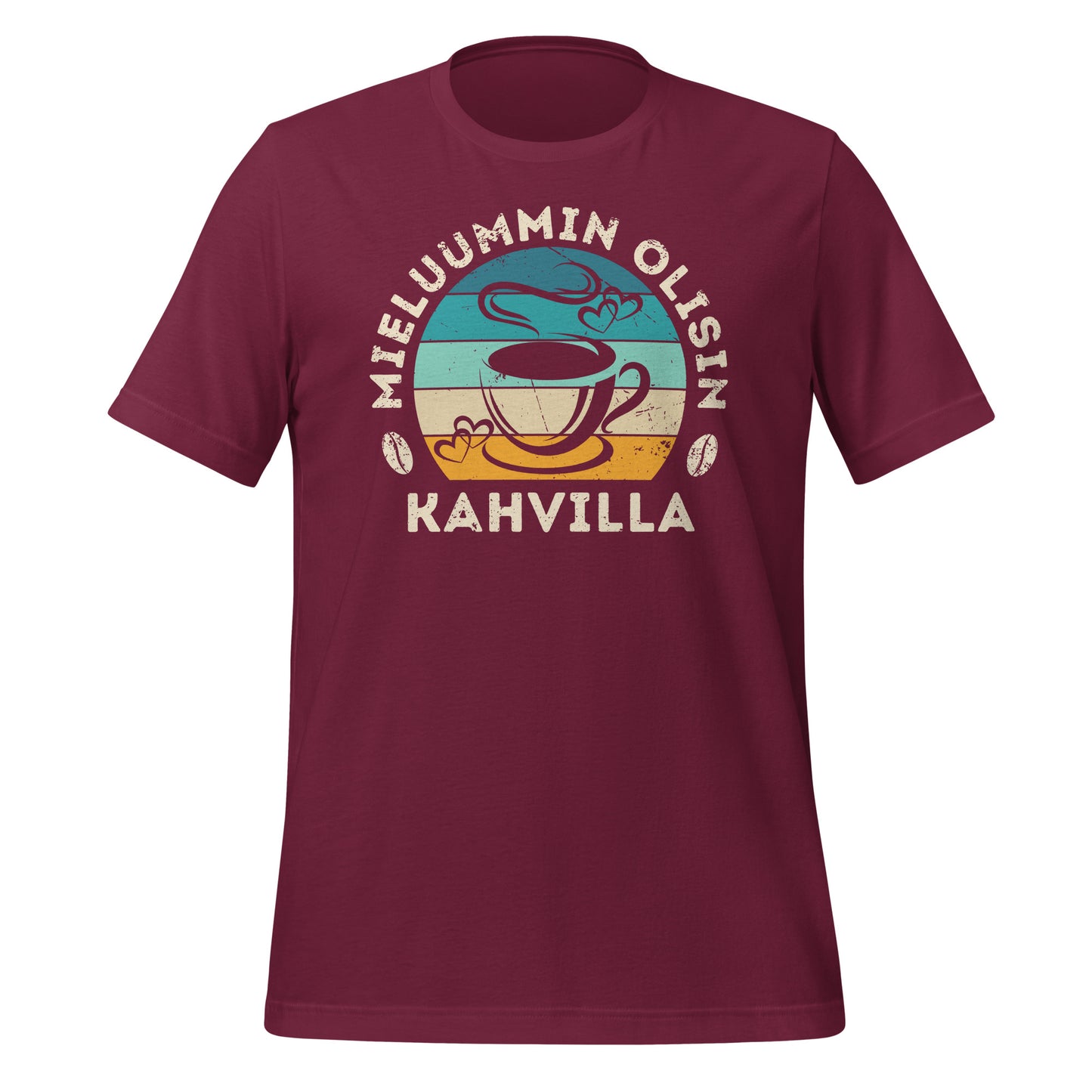 Viininpunainein kahvin ystävän t-paita