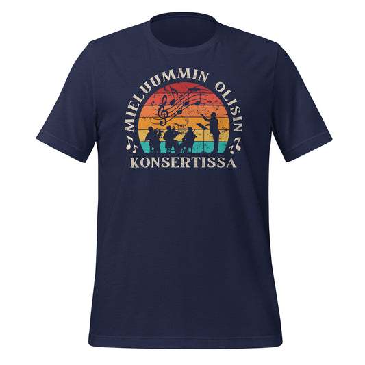 Mieluummin olisin konsertissa - sininen t-paita. Käytännöllinen lahja klassisen musiikin ystävälle.