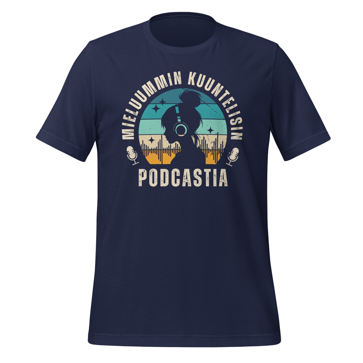 Mieluummin kuuntelisin podcastia -sininen t-paita – täydellinen valinta podcastien ystäville.